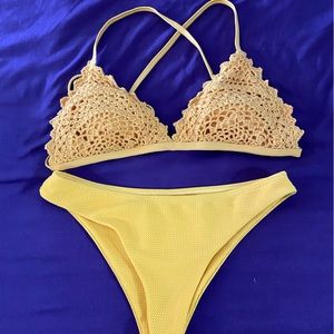 Yellow lace bikini